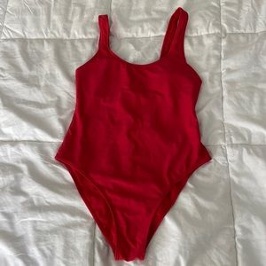 Red one piece bathing suit